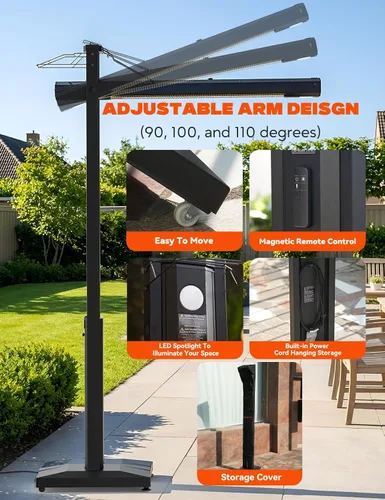 Miniatura 3 de onlyfire FlexRay - Calentador eléctrico infrarrojo de 80 pulgadas para uso en interiores y exteriores, calentador independiente con control remoto