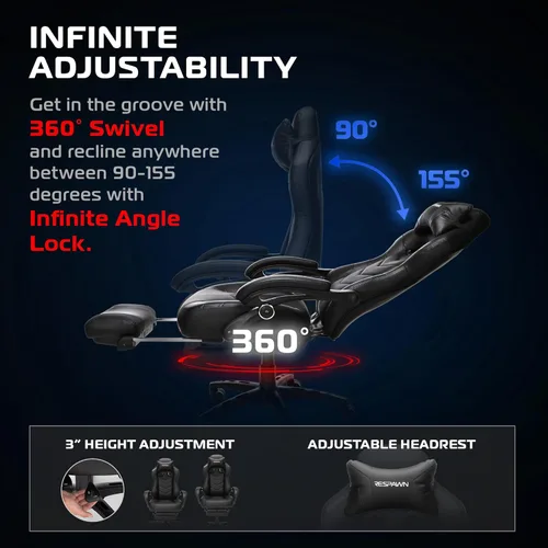 Miniatura 5 de RESPAWN 110 Pro Silla Ergonómica para Juegos con Reposapiés para Adultos - Cómoda Silla Reclinable de Oficina para Juegos con Soporte Lumbar