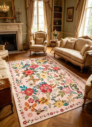 Miniatura 55 de Ukeler - Alfombra rústica con diseño floral para sala, dormitorio, comedor, Country rústico, Azul (luxury blue)