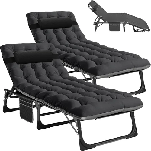 Miniatura 7 de Slsy Tumbona plegable para patio, sillas de patio reclinables al aire libre, tumbonas resistentes para exteriores, junto a la piscina, playa