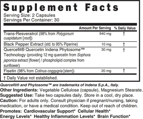 Miniatura 5 de Nutri Resveratrol Suplemento 1000 mg Trans-Resveratrol de ultra alta pureza - 15 veces más biodisponible con quercetina liposomal y fisetina
