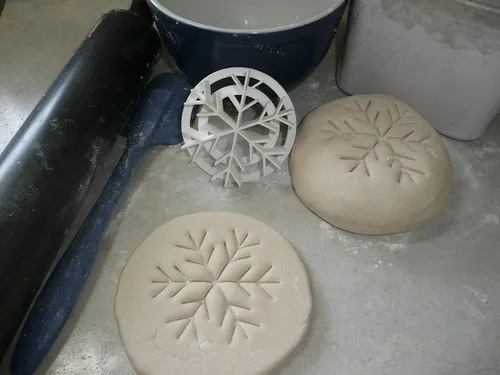 Miniatura 6 de YNGLLC Sello de pan dulce mexicano con patrón de copos de nieve, hecho en Estados Unidos, PR4396, color blanco