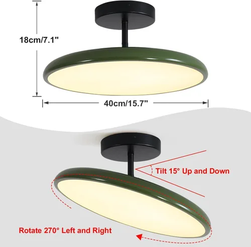 Miniatura 2 de KCO Lighting Iluminación Vintage Verde Luz de Techo Empotrada Negra Luz de Techo Semi Empotrada de Mediados de Siglo Moderno Lámpara de Techo