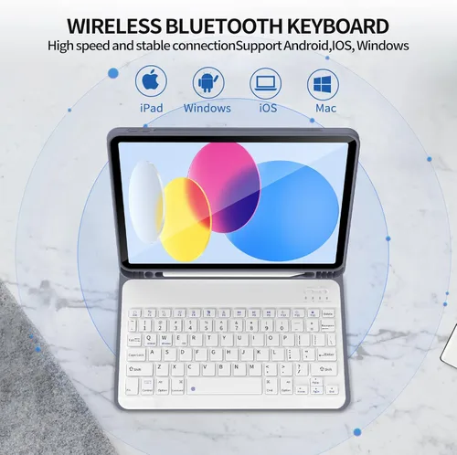 Miniatura 2 de Funda para teclado kenke para iPad de 10.ª generación (10.9 pulgadas 2022) / iPad A16 de 11.ª generación (11 pulgadas 2025) con soporte para lápiz