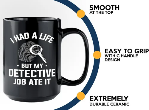 Miniatura 5 de Taza de café detective de 15 onzas, color negro -i had a - oficial de policía policía patrulla detective sheriff policial policía Academia