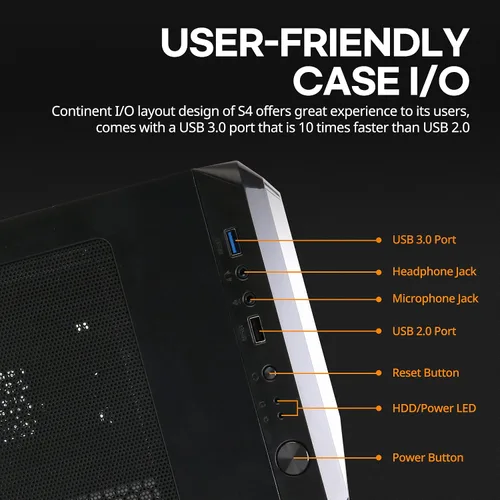 Miniatura 2 de Zalman Funda para PC de escritorio ATX de media torre S4, 2 ventiladores silenciosos de 4.724 in preinstalados, panel lateral teñido completo, GPU
