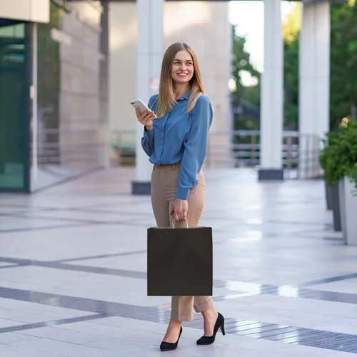 Miniatura 3 de Prime Line Packaging Bolsas de regalo negras, bolsas de regalo de papel kraft con asas para pequeñas empresas, bolsas de compras extra grandes