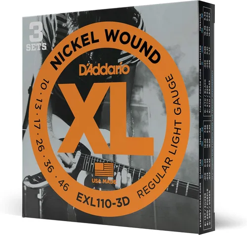 D'Addario XL EXL110-3D - Cuerdas de níquel para guitarra eléctrica de 6 cuerdas, entonación perfecta, sensación consistente, durabilidad fiable,