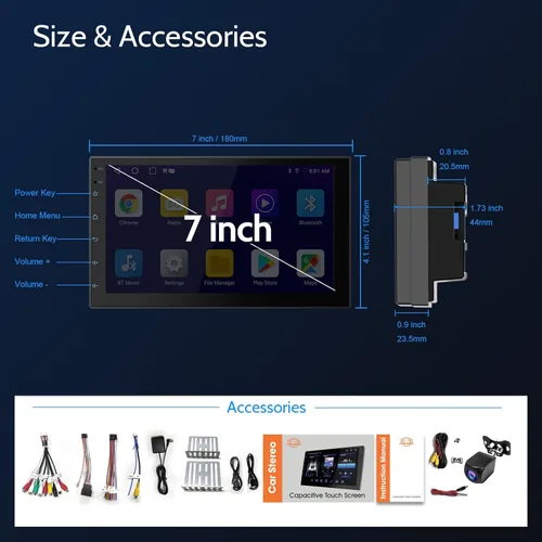 Miniatura 8 de Haudio Estéreo inalámbrico de doble DIN de 7 pulgadas con Carplay y Android Auto, Bluetooth, canal RCA, cámara de respaldo, SWC, FM/AM, pantalla