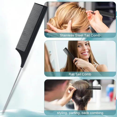 Miniatura 3 de BRUSHZOO - Juego de peinado: cepillos desenredantes para cabello rizado con brocha de burlas, peine de cola de rata y cepillo de borde para mujeres