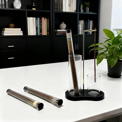 Miniatura 2 de Soporte de incienso de vidrio, soporte para quemador de incienso con almacenamiento, soporte de incienso para colgar boca abajo para palos
