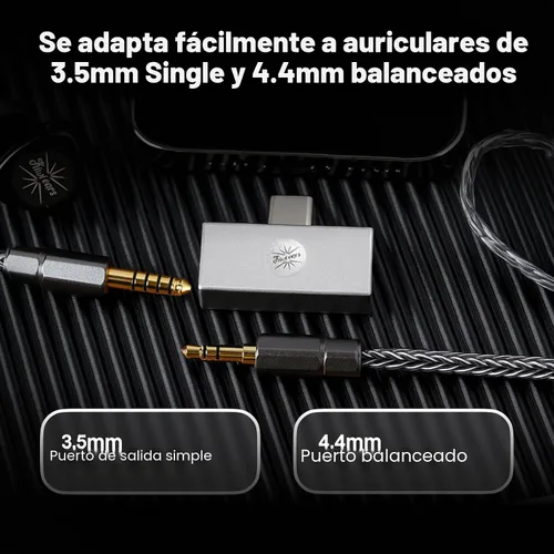 Miniatura 6 de Linsoul Kiwi Ears Allegro Mini portátil IEM DAC, amplificador de monitor intrauditivo, salida USB C a 3.5/0.173 in, con chip personalizado, alta