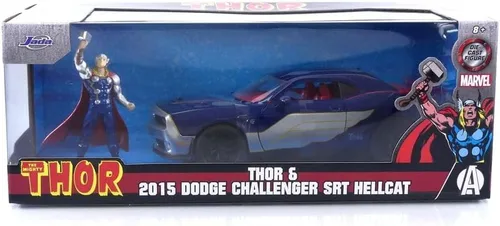 Miniatura 7 de Jada Toys Marvel 2015 Dodge Challenger SRT Hellcat - Coche fundido a presión con figura de Thor de 2.75 pulgadas, juguetes para niños y adultos