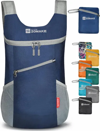 Miniatura 7 de ZOMAKE Mochila ligera y plegable, mochila pequeña para senderismo, resistente al agua, bolsa de día para viajes (azul oscuro)