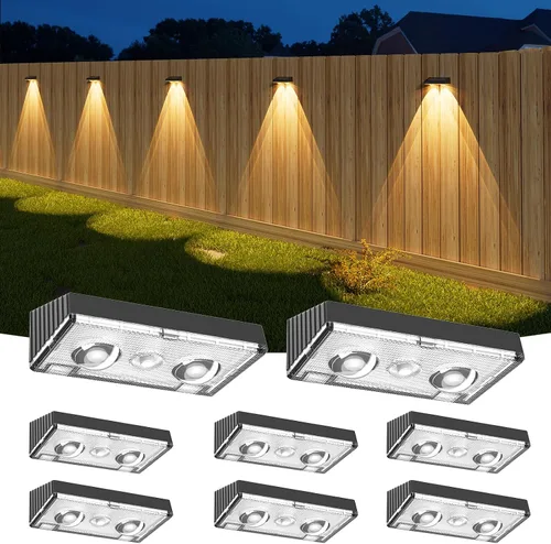 Miniatura 9 de NIORSUN - Luces solares para valla, paquete de 8 luces solares para terraza, color blanco cálido, bombilla impermeable para exteriores LED IP65