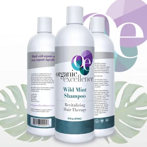 Miniatura 2 de Organic Excellence Champú orgánico natural, menta silvestre y romero, sin químicos, a base de plantas, sin toxinas, sin crueldad, hierbas y aceites