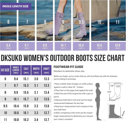 Miniatura 6 de DKSUKO Women's Tall Rain Boots Garden Boots Waterproof Wellington Rubber Boots