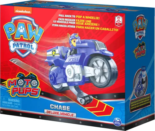 Miniatura 8 de Paw Patrol, Moto Pups Deluxe de Chase, vehículo de motocicleta de tracción que hace piruetas y figura de juguete