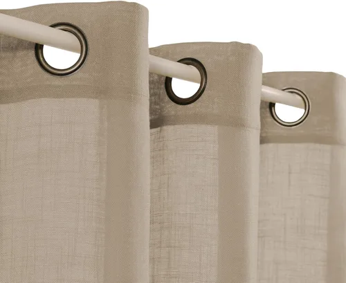 Miniatura 18 de Palma - Cortinas semitraslúcidas de lino para dormitorio de 63 pulgadas de largo, cortinas filtrantes de luz, ojales bronce, juego de 2 paneles