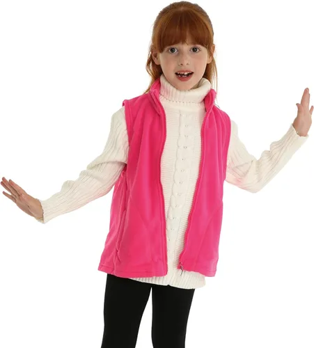 Miniatura 5 de LittleSpring Chaleco de forro polar para niños, con cremallera completa, cálido, sin mangas