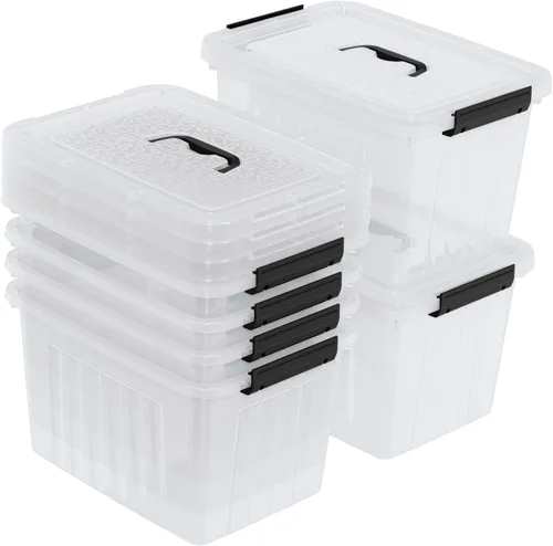 Miniatura 7 de Contenedores de almacenamiento de plástico de 12 cuartos de galón con tapas, caja de almacenamiento de plástico, 6 paquetes