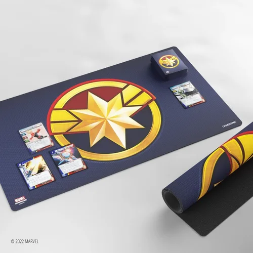Miniatura 2 de Gamegenic Alfombra de juego – Playmat: Marvel Champions: Captain Marvel – Smooth & Tough – Compatible con Magic The Gathering Commander Deck, cartas
