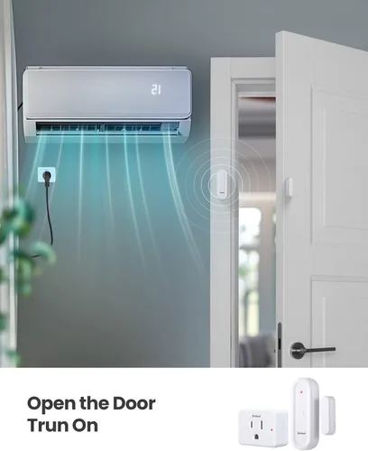 Miniatura 3 de Zoiinet Kit de enchufe de salida de sensor de puerta, mini sensor inalámbrico de ventana de contacto, dispositivos ilimitados de control de grupo