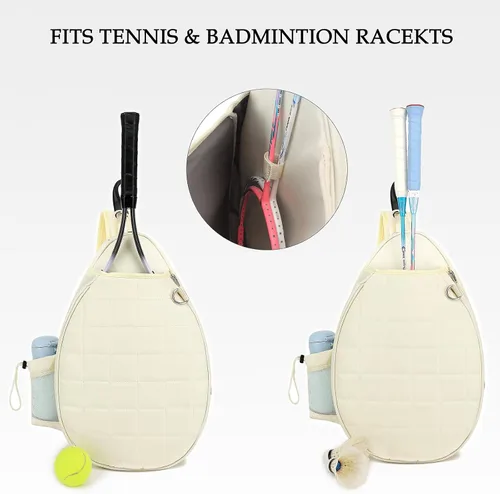 Miniatura 4 de Rejolly Bolsa Bandolera de Raqueta de Tenis para Mujeres y Hombres Acolchada Resistente al Agua Funda de Raqueta de Un Hombro Cruzada para 2 Nuevo