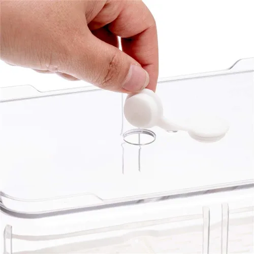Miniatura 6 de Slideep Contenedores grandes de almacenamiento de alimentos de 11 pulgadas, organizador de refrigerador apilable de 2 niveles con tapas y bandeja