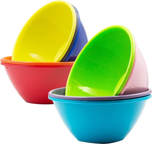 Youngever Cuencos de plástico de 32 onzas, cuencos grandes para cereales, cuencos de sopa grandes, juego de 9 en 9 colores surtidos