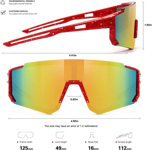 Miniatura 4 de SEKKAF Gafas de sol de béisbol juveniles para niños y niñas de 6 a 12 años de edad, gafas de sol deportivas de softbol para ciclismo y deportes