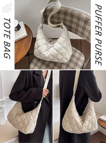Miniatura 3 de YIKOEE Bolso cruzado de nailon acolchado para mujer, bolsa ligera acolchada