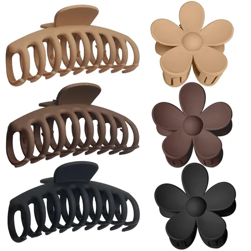 Miniatura 11 de OWIIZI Pinzas grandes para el cabello para mujer, 4.3 pulgadas, diseño de leopardo mate, pinzas para el pelo jumbo, antideslizantes, pinzas