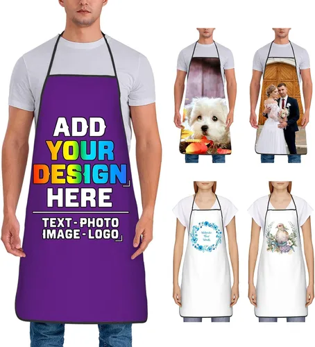 Miniatura 42 de Delantal personalizado para mujer, personalizado para añadir tu propio nombre, texto, logotipo, foto, chef, delantal de cocina para barbacoa