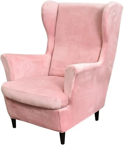 Miniatura 12 de OBCREAT Fundas para silla Wingback, 2 piezas de terciopelo elástico con respaldo de ala, fundas de sofá para silla de ala suave con parte inferior