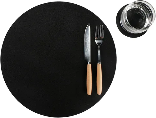 Miniatura 7 de Manteles individuales y posavasos limpiables, alfombrillas de mesa de cuero, impermeables, resistentes al calor, fáciles de limpiar para juego