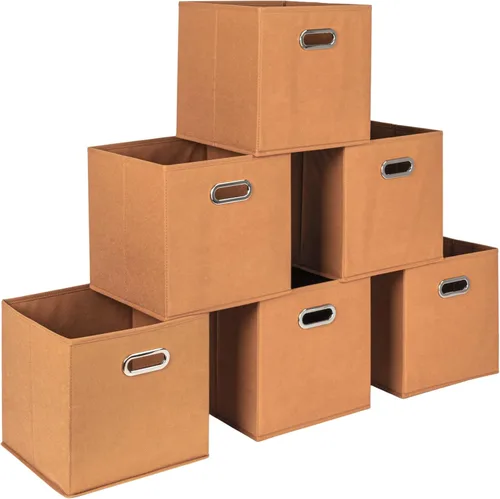 Miniatura 25 de Household Essentials Cubos de Almacenamiento de Tela Plegables Paquete de 6 – 11x11x11 Contenedores No Tejidos Apilables con Lados de Cartón