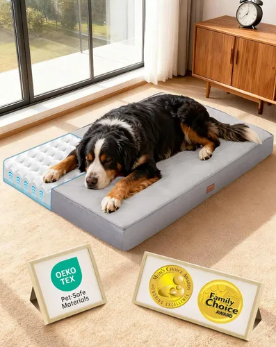 Miniatura 17 de OhGeni Cama ortopédica impermeable para perros pequeños, funda extraíble lavable a máquina en tela fácil de limpiar, espuma de alta densidad y asa