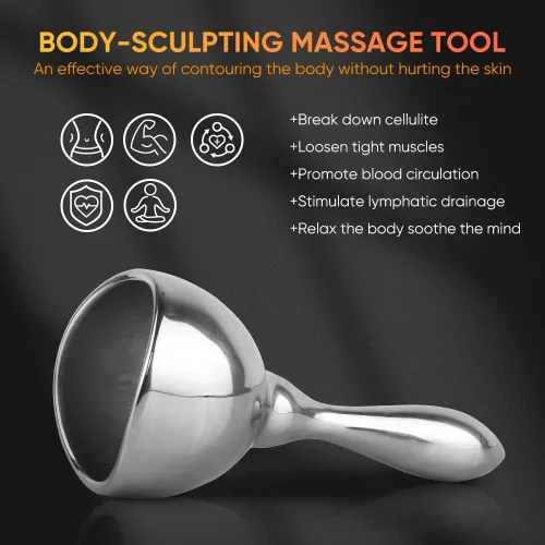 Miniatura 2 de ONUEMP Taza de masaje de acero inoxidable – Ice Gua Sha Muscle Scraper Body Sculpting Cup, Maderoterapia Kit Colombiana para drenaje linfático