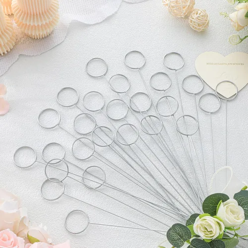 Miniatura 3 de Hotop 30 Piezas Soporte de Tarjetas Florales con Púas de Alambre de Metal para Tarjetas de Lugar, Soporte de 13.4 Pulgadas para Fotos y Notas, Clip