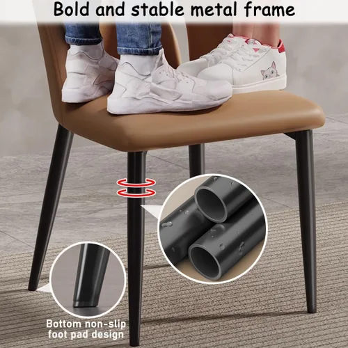 Miniatura 6 de YVYKFZD Leather Dining Chairs, Kitchen Chairs Set with Curved Back, Upholstered Dining Room Chair, Armless Comfy Side Chair, for Living Room