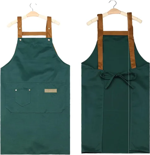 Miniatura 2 de MXY Delantal para mujeres y hombres, lona de cera ajustable, 5 bolsillos para herramientas, delantal de trabajo para tareas domésticas, cocina