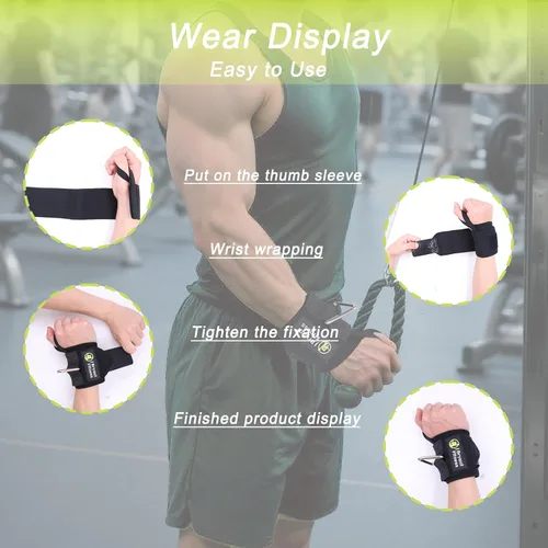 Miniatura 4 de Muñequeras con anillo triangular para levantamiento de pesas, accesorio de cable de gimnasio, correas de soporte de muñeca para entrenamiento