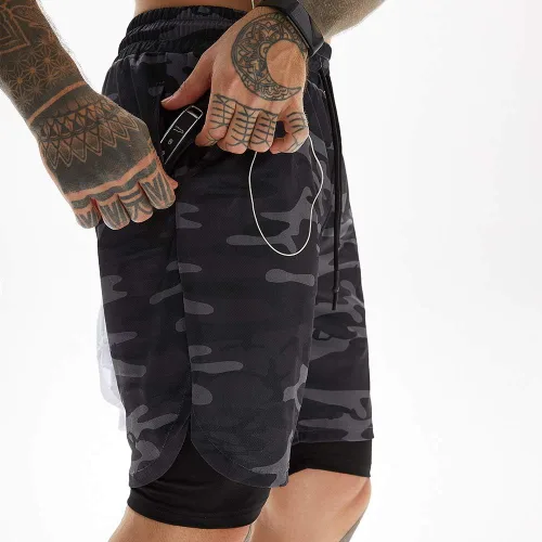 Miniatura 2 de JWJ Men's 2 in 1 Workout Running Shorts 7 Inch Lightweight Athletic Gym Shorts with Compression Liner