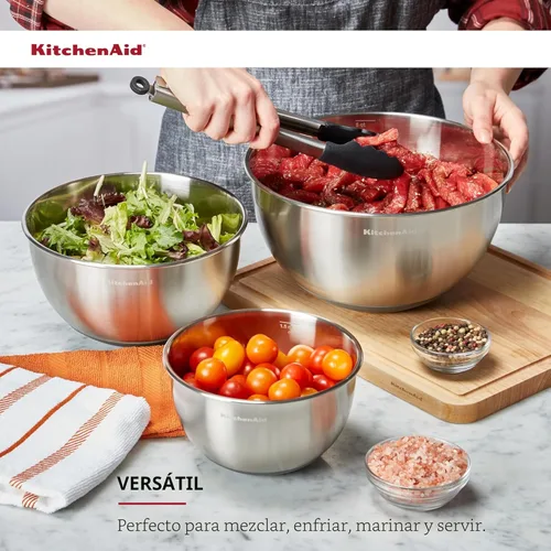 Miniatura 3 de Juego de tazones de mezcla de acero inoxidable KitchenAid, Juego de 3