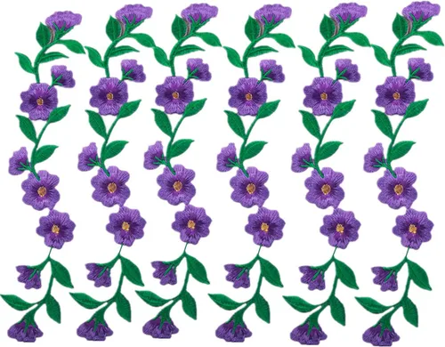 Miniatura 9 de MSCFTFB 6 parches bordados de flores de 9 1/2 pulgadas de largo, apliques para planchar para recortar ropa, zapatos, jeans, adornos de ropa (dorado)