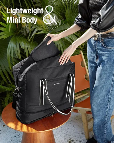 Miniatura 3 de BAGSMART Bolsa de lona para hombre y mujer, Negro -, Bolsa de viaje