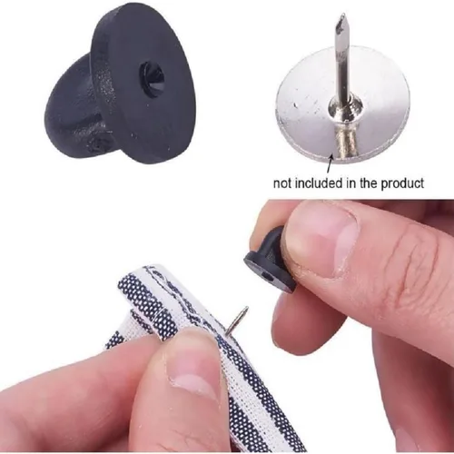 Miniatura 3 de 50 piezas de pines de goma de PVC, parte trasera de seguridad para broche de corbata, sombrero, insignia, parte trasera de pasador de solapa de goma