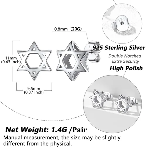 Miniatura 4 de Silvora Aretes de plata de ley con estrella de DavidOjo de Horus para mujeres, adolescentes y niñas, delicado embalaje de regalo