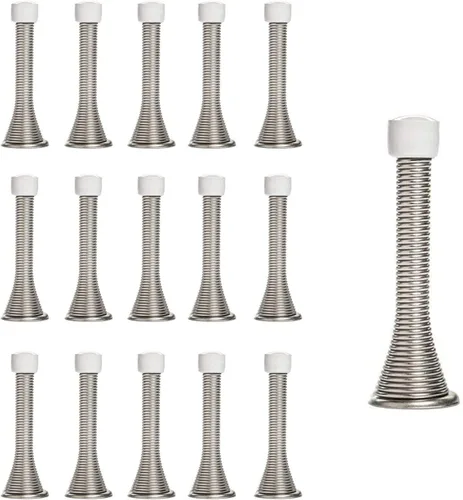 Miniatura 10 de KISEER Paquete de 12 topes de puerta de resorte de 3 1/4 pulgadas, flexibles y resistentes, con puntas de parachoques de goma a prueba de óxido